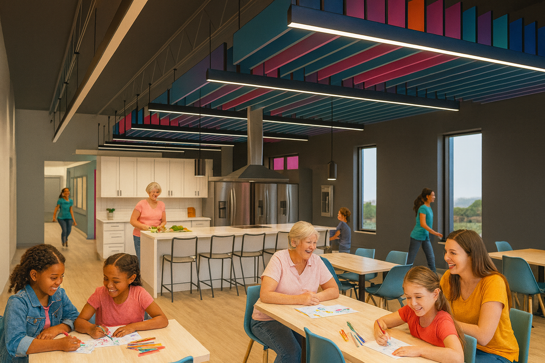 Intergenerational community space rendering