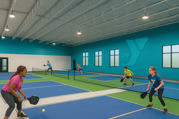 Indoor pickleball courts rendering